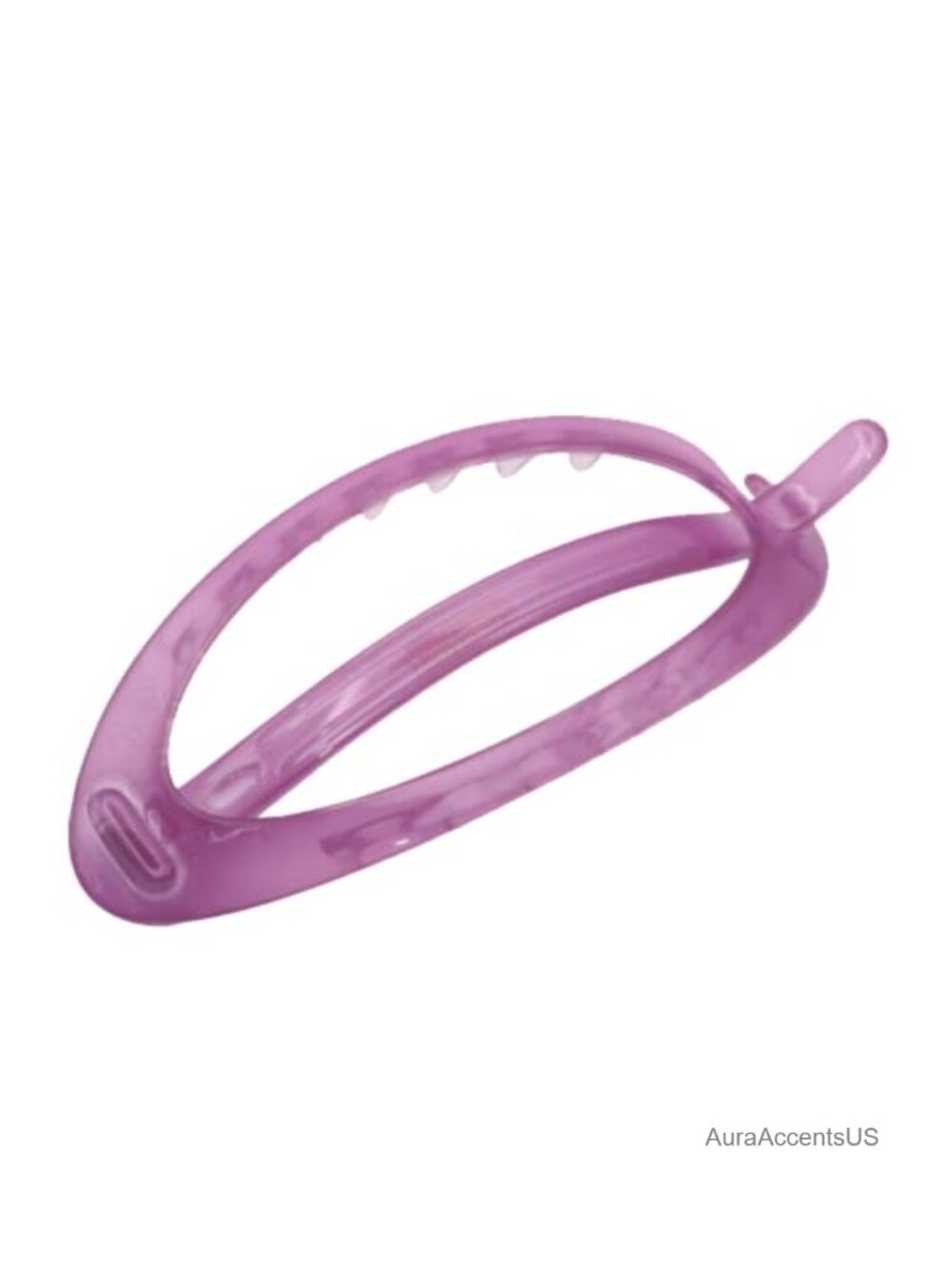 French Oval Cellulose Acetate Hair Barrette Metal Free Non Slip Cl